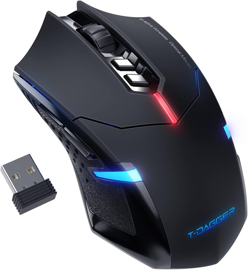 T-DAGGER Wireless Gaming Mouse- USB Cordless PC Accessories Computer Mice with LED Backlit, Ergonomic Gamer Laptop Mouse with 7 Silent Buttons, 5 Adjustable DPI Plug & Play for PC - Image 1